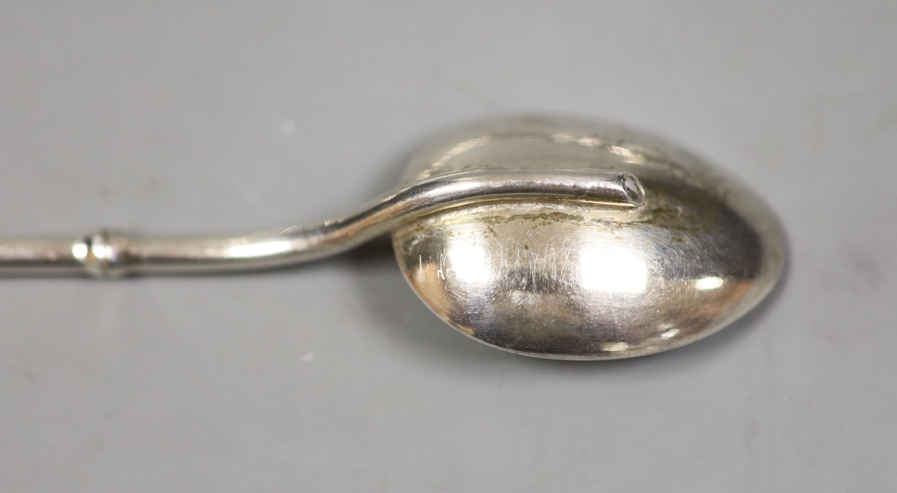 A set of six Hong Kong export white metal (stamped sterling silver) sundae spoons, 19.5cm, 101 grams.